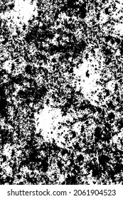 The grunge texture is black and white. Vector monochrome background