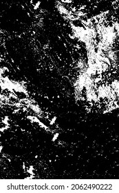 The grunge texture is black and white. Vector monochrome background