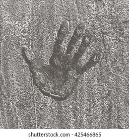 Grunge texture in black and white. Vector template. Handprint.