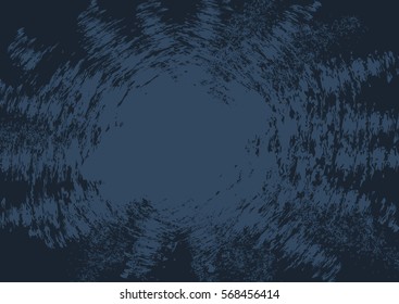 Grunge texture. Blue painted background radiate rough brush. Rectangular, horizontal.