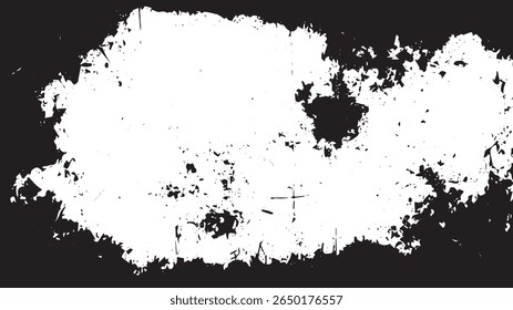 Grunge Texture Border with Rough Decayed Edge, Black and White Distressed Overlay Background
