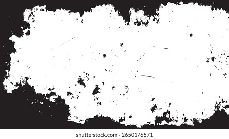 Grunge Texture Border with Scratches and Eroded Edges in Black and White