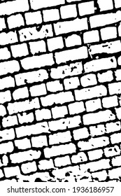 Grunge-Struktur einer Ziegelwand. Vertikal-einfarbiger Hintergrund von diagonalen alten Ziegelsteinen mit Beschädigung und Flecken. Vorlage überlagern. Vektorgrafik