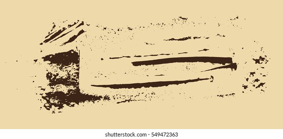 Grunge texture. Brown brush on beige. Vector template. Urban Background. Dust Overlay Distress Grain. Hand drawn illustration. Abstract shape for your design or scrapbook. 