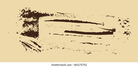 Grunge texture. Brown brush on beige. Vector template. Urban Background. Dust Overlay Distress Grain. Hand drawn illustration. Abstract shape for your design or scrapbook. 