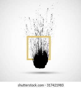 Grunge Texture . Brush Stroke with Yellow Square .