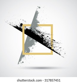 Grunge Texture . Brush Stroke with Yellow Square .