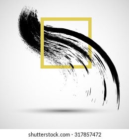 Grunge Texture . Brush Stroke with Yellow Square .