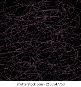 Grunge Texture Of Chaotic Hand Drawn Doodles . Freehand Pink Lines On Black Background . Beautiful Background Lines Vector	