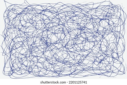 Grunge texture of chaotic hand-drawn doodles Monochrome background of careless lines traces of a pen Overlay template Vector illustration 