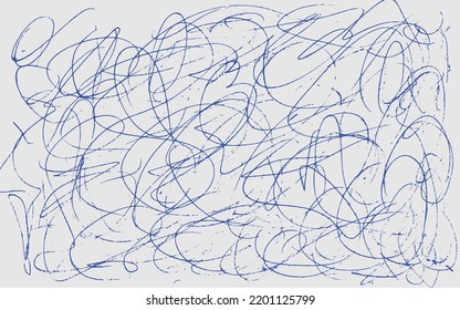 Grunge texture of chaotic hand-drawn doodles Monochrome background of careless lines traces of a pen Overlay template Vector illustration 