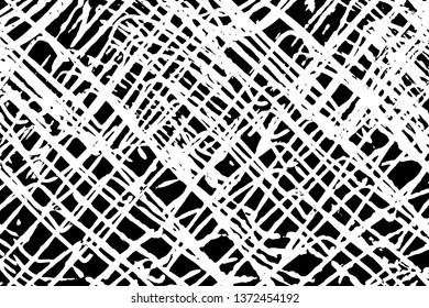 Grunge texture of chaotic intersecting stripes. Overlay template. Vector illustration