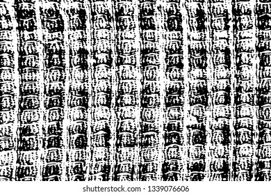 Grunge texture of checkered fabric. Overlay template. Vector illustration