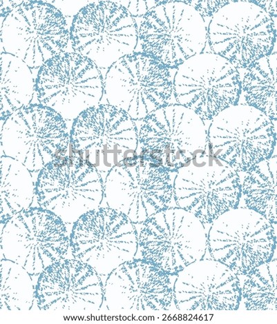 Grunge texture circles geometry fabric design. Blue theme color painted circles fabric print. Grunge textured background circles geometrical pattern for textiles, wallpapers, dress, backgrounds