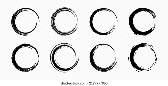 Grunge texture circles. Grunge textured circle shapes. collection.Black paintbrush strokes. Watercolor brush texture collection. Vector graphic EPS 10