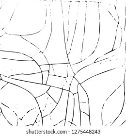 Grunge texture of clear divergent cracks. Urban monochrome background of broken damaged surface. Overlay pattern to simple create a grunge effect. Vector EPS10 illustration