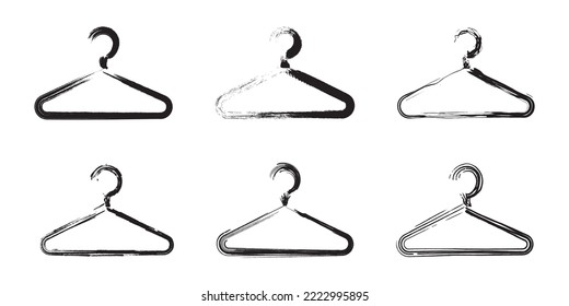 Grunge texture clothes hanger icon set. Vector illustration.