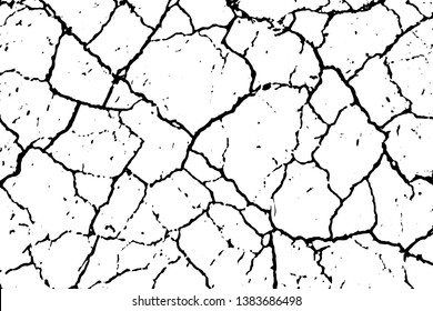 Grunge texture of cracked soil drought. Overlay template. Vector illustration