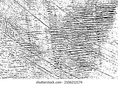 Grunge texture of a damaged scratched board. Monochrome background of an old distressed surface with stripes, stains, noise and graininess. Overlay template. Vector illustration