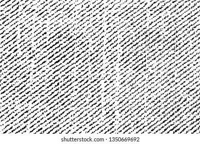Grunge texture denim stretch fabric. A monochrome background of dense fabric with halftone, stripes, noise and grit. Overlay template. Vector illustration