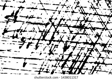 Grunge texture of dirty surface. Monochrome background of scratches, strokes, dots and noise. Overlay template. Vector illustration