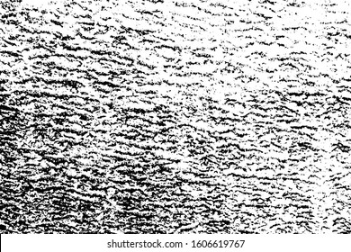 Grunge texture of a dirty surface. Monochrome halftone background of distressed wall with waves, spots, noise and graininess. Overlay template. Vector illustration
