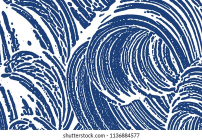 Grunge texture. Distress indigo rough trace. Exceptional background. Noise dirty grunge texture. Nice artistic surface. Vector illustration.