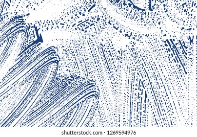 Grunge texture. Distress indigo rough trace. Ecstatic background. Noise dirty grunge texture. Shapely artistic surface. Vector illustration.