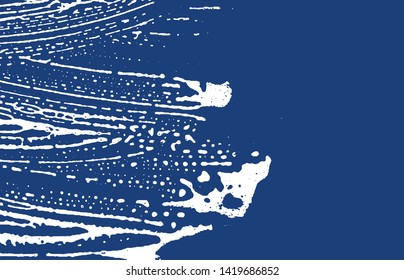 Grunge texture. Distress indigo rough trace. Enchanting background. Noise dirty grunge texture. Trending artistic surface. Vector illustration.