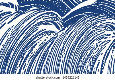Grunge texture. Distress indigo rough trace. Enchanting background. Noise dirty grunge texture. Magnificent artistic surface. Vector illustration.