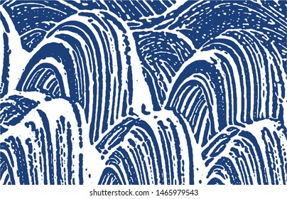 Grunge texture. Distress indigo rough trace. Delightful background. Noise dirty grunge texture. Bewitching artistic surface. Vector illustration.