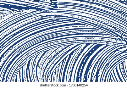  Textura gruesa. La angustia índigo áspera traza. Encantador fondo. Textura sucia y ruidosa. Superficie artística exótica. Ilustración vectorial.