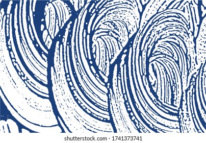 Grunge texture. Distress indigo rough trace. Delightful background. Noise dirty grunge texture. Mesmeric artistic surface. Vector illustration.