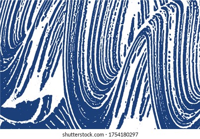 Grunge texture. Distress indigo rough trace. Ecstatic background. Noise dirty grunge texture. Quaint artistic surface. Vector illustration.