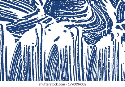 Grunge texture. Distress indigo rough trace. Eminent background. Noise dirty grunge texture. Attractive artistic surface. Vector illustration.
