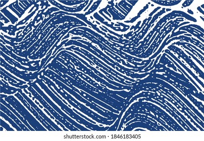 Textura gruesa. La angustia índigo áspera. Fondo extraordinario. Textura de grifo sucio y ruidoso. Superficie artística energética. Ilustración vectorial.