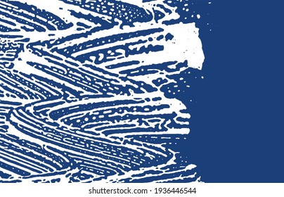 Grunge texture. Distress indigo rough trace. Enchanting background. Noise dirty grunge texture. Wondrous artistic surface. Vector illustration.