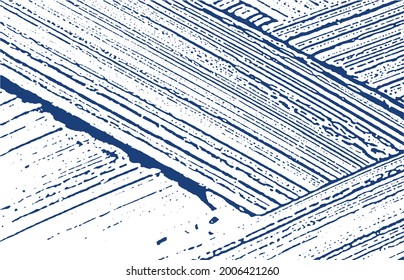 Grunge texture. Distress indigo rough trace. Enchanting background. Noise dirty grunge texture. Artistic artistic surface. Vector illustration.
