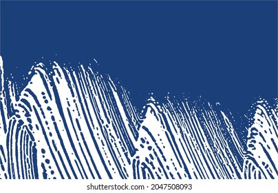 Grunge texture. Distress indigo rough trace. Exotic background. Noise dirty grunge texture. Breathtaking artistic surface. Vector illustration.