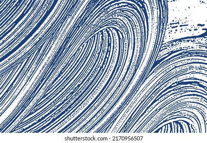 Grunge texture. Distress indigo rough trace. Ecstatic background. Noise dirty grunge texture. Delightful artistic surface. Vector illustration.