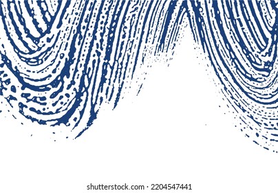 Grunge texture. Distress indigo rough trace. Elegant background. Noise dirty grunge texture. Charming artistic surface. Vector illustration.