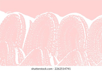 Grunge texture. Distress pink rough trace. Fresh background. Noise dirty grunge texture. Ecstatic artistic surface. Vector illustration.