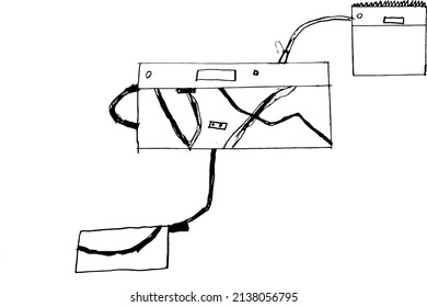 Grunge texture of a drawing resembling a child's drawing or drawing. Abstract drawing. Vector illustration. Overlay template.