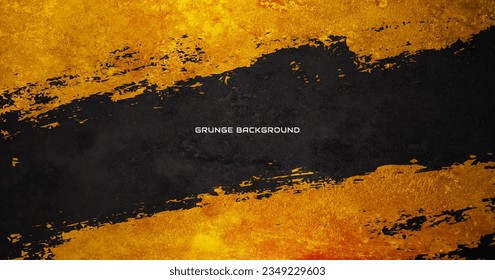 Grunge Textur-Effekt-Hintergrund. Falsch dunkel abstrakte Textur. Schwarz einzeln auf goldener Dekoration. Vintage-Design-Konzept für Grafikdesign für Banner, Flyer, Karten oder Broschüren