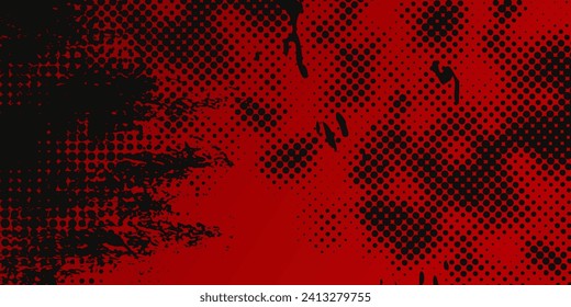 Fondo del efecto de textura gruesa. Obra texturada abstracta rugosa. Negro aislado en rojo. Diseño gráfico elemento de decoración de estilo vintage concepto para banners, volante, tarjeta,puntos de color medio grunge