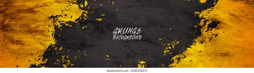 Fondo de efecto de textura Grunge. Angustiado áspero oscuro con textura abstracta. Colores negros aislados en oro. Concepto de estilo vintage de elemento de Diseño gráfico para Anuncio de Web, volante, tarjeta o cubierta de folleto