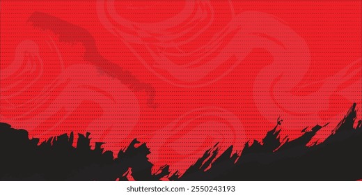 Fondo de efecto de textura Grunge. Textura abstracta oscura áspera angustiada. Negro aislado en rojo. Elemento de Diseño gráfico del concepto de la decoración del estilo de Antiguas para la camiseta del deporte


