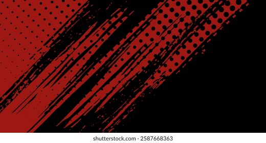 Grunge texture effect background. Distressed rough dark abstract textured. Black isolated on red. Graphic design element vintage 