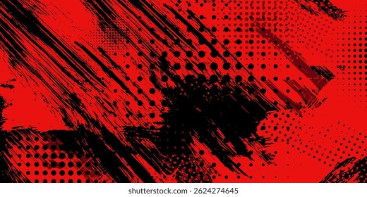 Grunge texture effect background. Distressed rough dark abstract textured. Black isolated on red. Graphic design element vintage style decoration concept for banners, flyer, card, or brochure cover