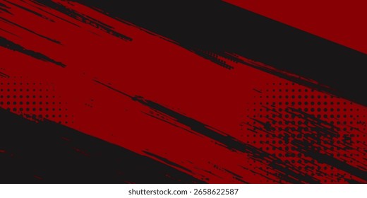 Grunge Textur Effekt Hintergrund. Beunruhigt rau dunkel abstrakt strukturiert. Schwarz einzeln auf Rot. Grafisches Gestaltungselement Vintage-Stil Dekorationskonzept für Banner, Flyer, Karte oder Broschüre Abdeckung